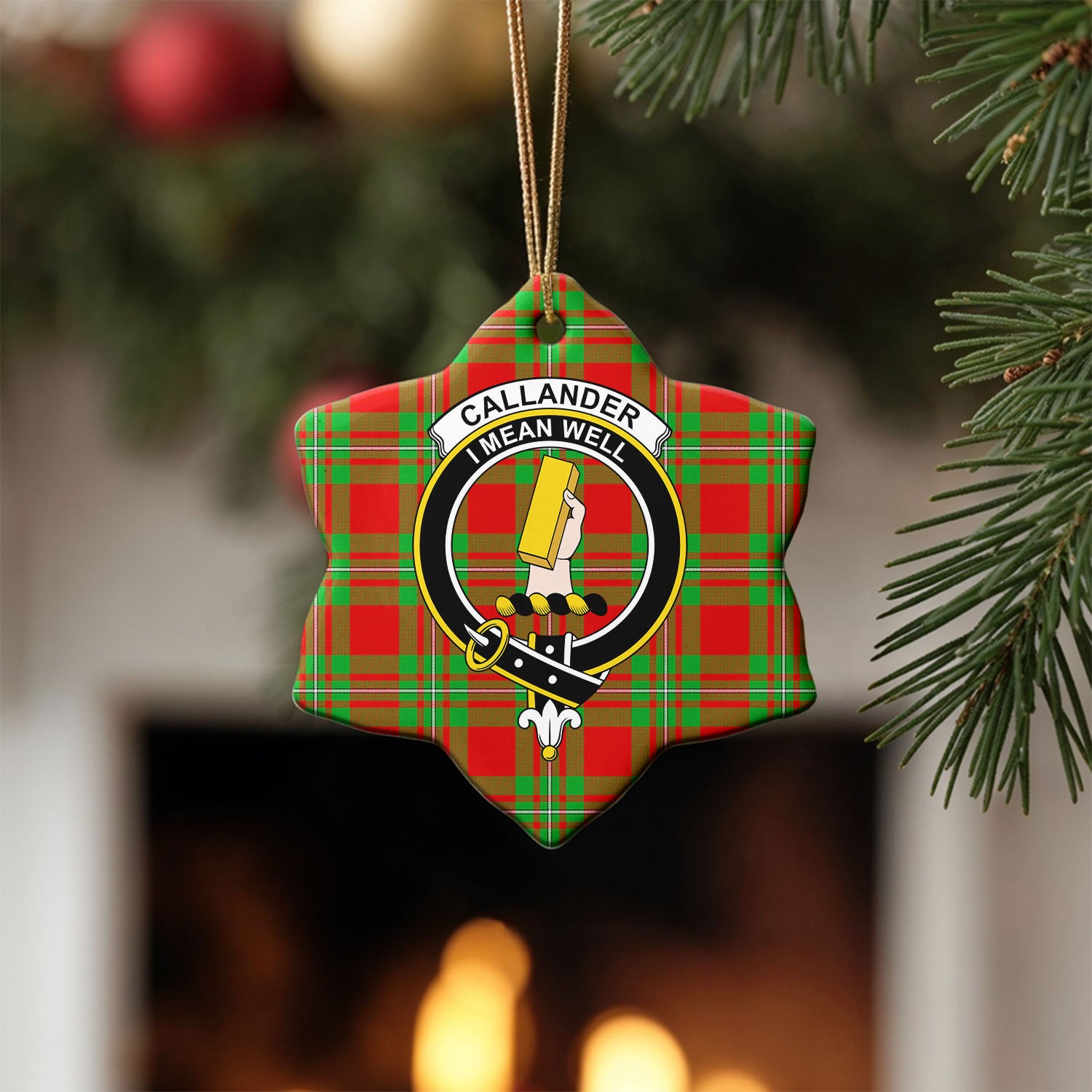 Callander Tartan Crest Christmas Ceramic Ornament