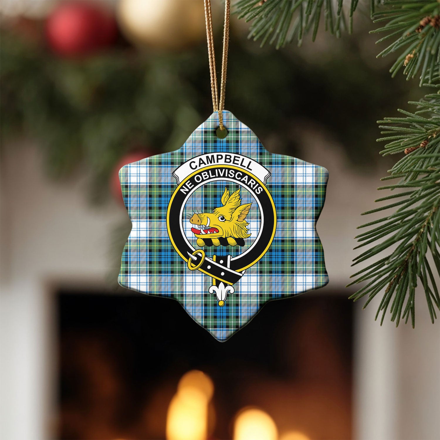 Campbell Dress Ancient Tartan Crest Christmas Ceramic Ornament