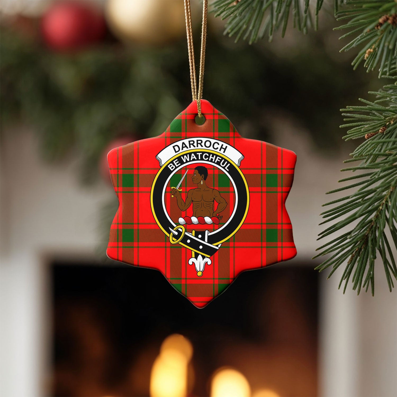 Darroch (Gourock) Tartan Crest Christmas Ceramic Ornament