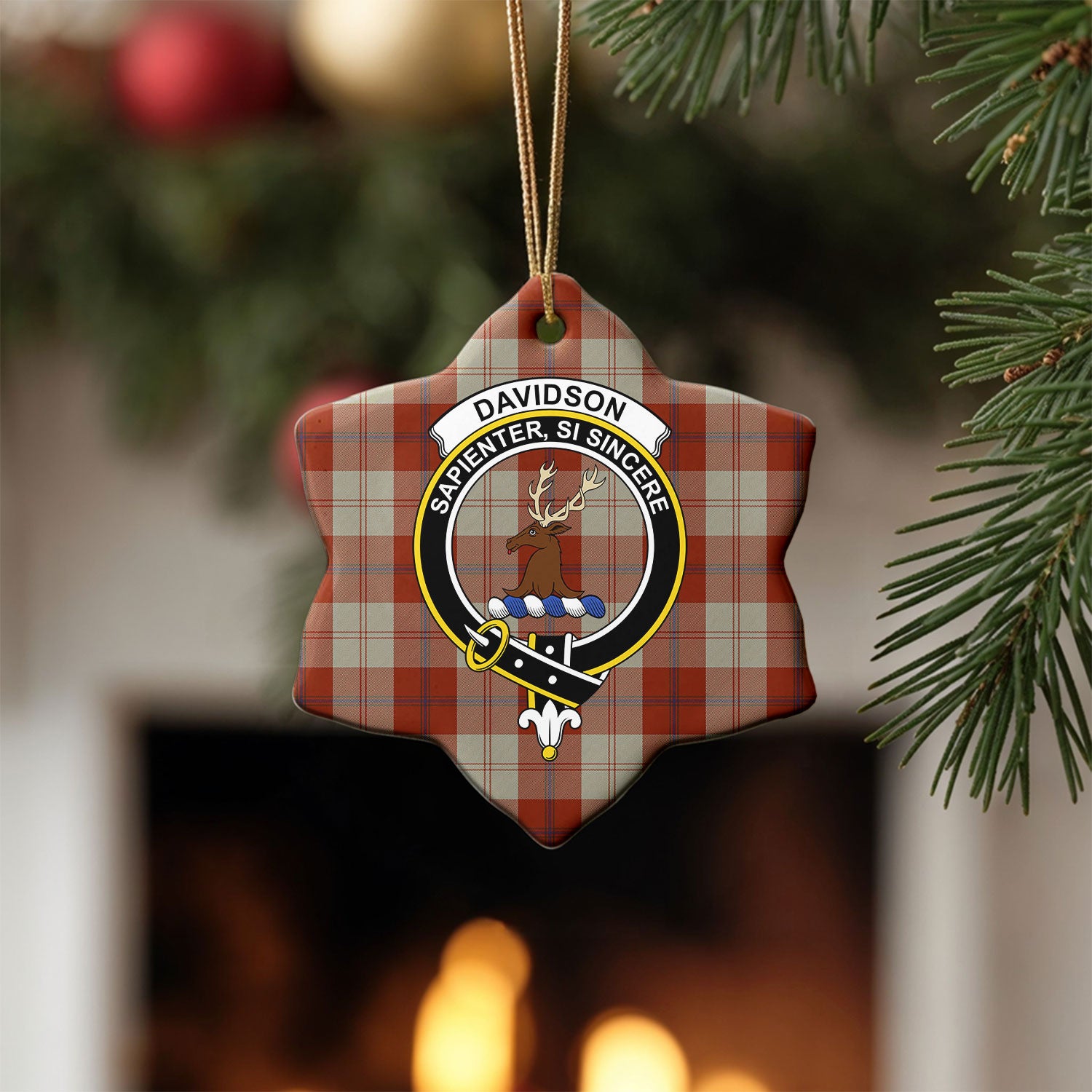 Davidson Dress Dancers Tartan Crest Christmas Ceramic Ornament