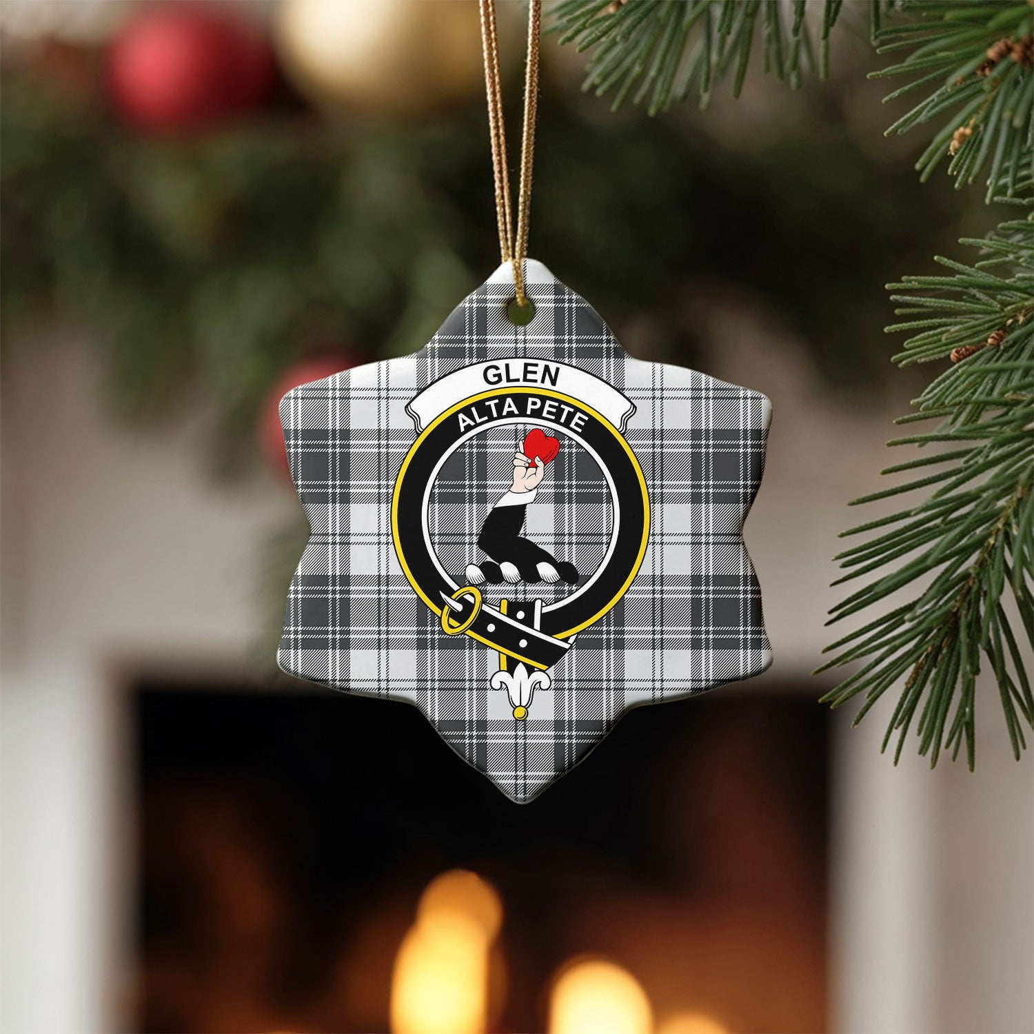 Glen Tartan Crest Christmas Ceramic Ornament