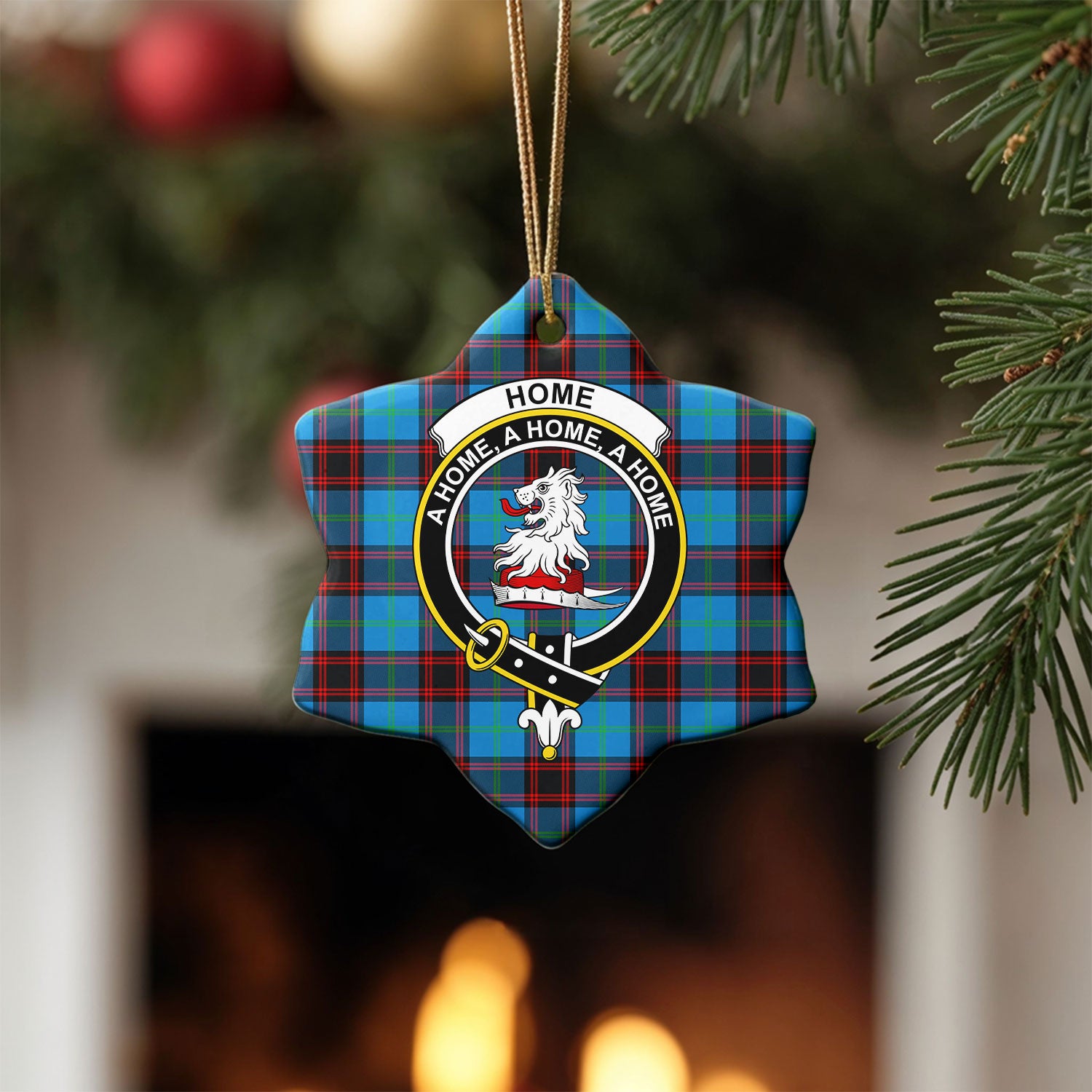 Home Ancient Tartan Crest Christmas Ceramic Ornament