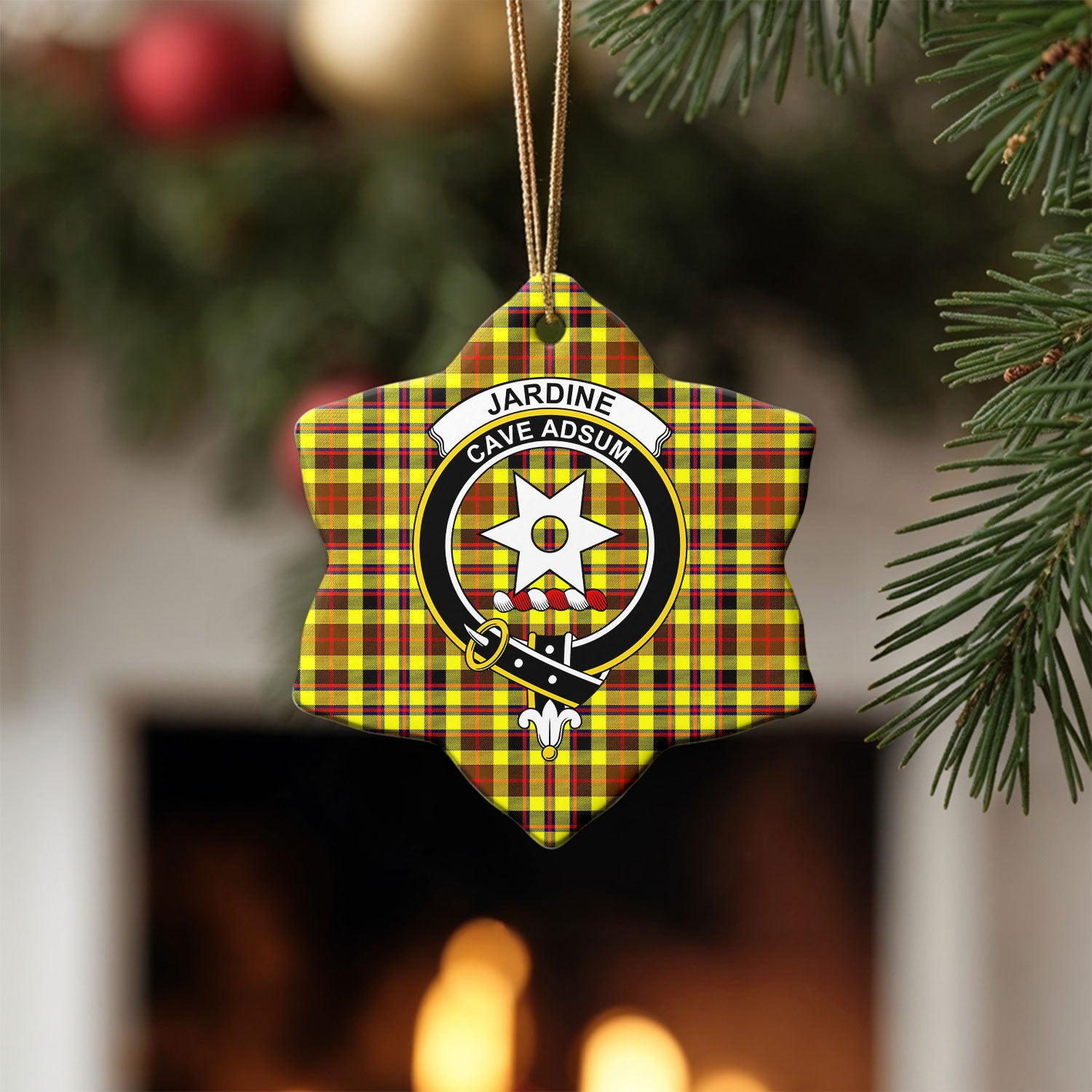 Jardine Tartan Crest Christmas Ceramic Ornament
