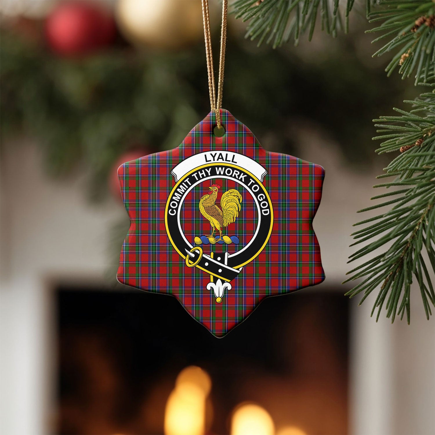 Lyall Tartan Crest Christmas Ceramic Ornament