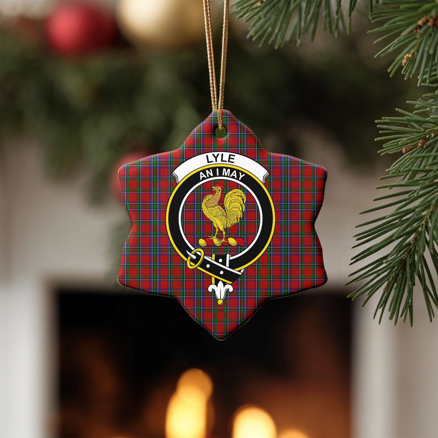 Lyle Tartan Crest Christmas Ceramic Ornament