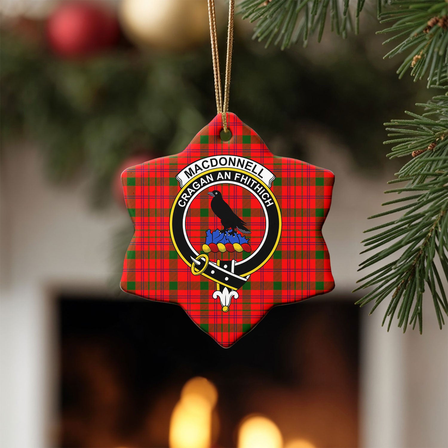 MacDonnell of Keppoch Tartan Crest Christmas Ceramic Ornament
