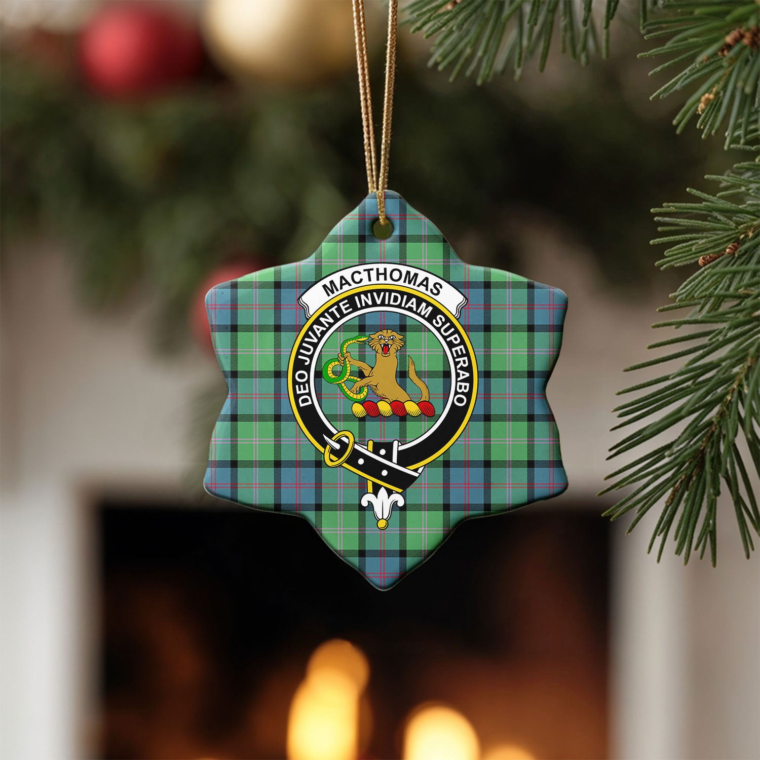 MacThomas Ancient Tartan Crest Christmas Ceramic Ornament