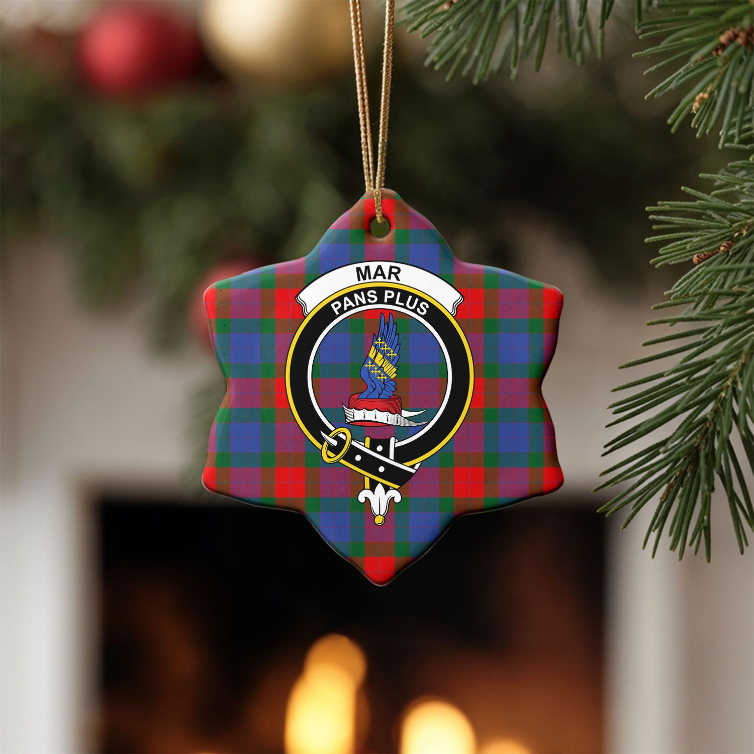 Mar Tartan Crest Christmas Ceramic Ornament