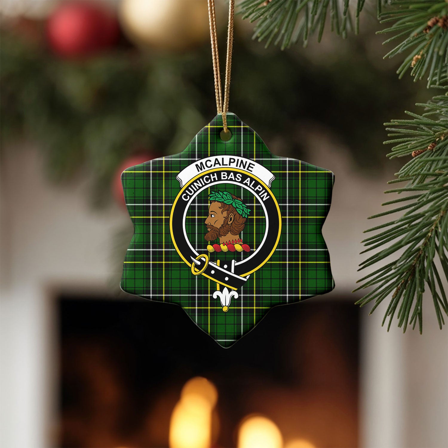 McAlpine Modern Tartan Crest Christmas Ceramic Ornament