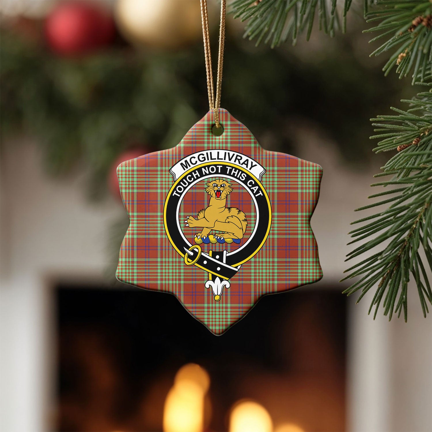 McGillivray Hunting Ancient Tartan Crest Christmas Ceramic Ornament