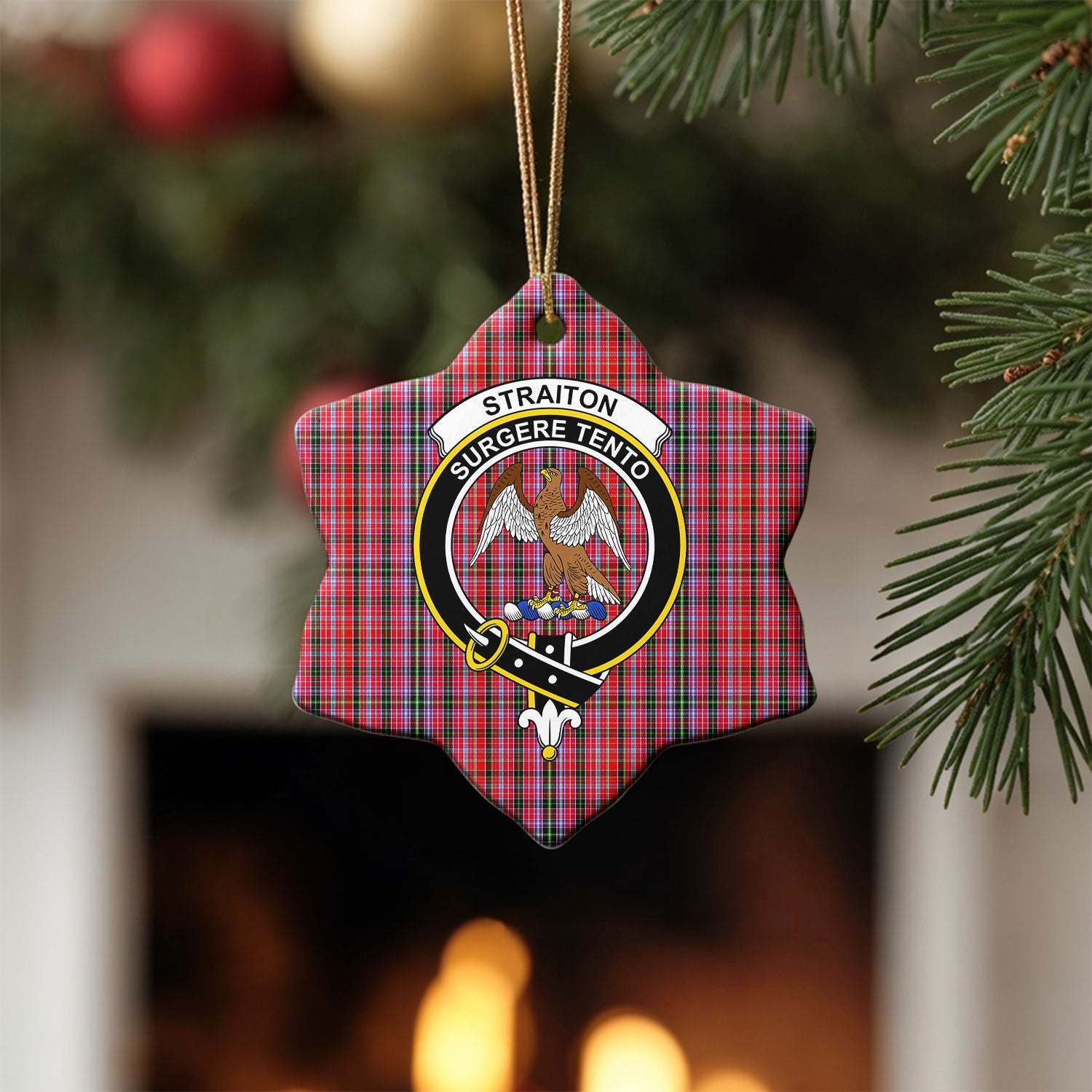 Straiton Tartan Crest Christmas Ceramic Ornament