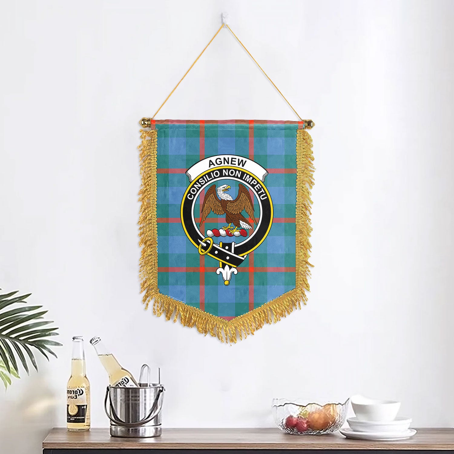 Agnew Ancient Tartan Crest Wall Hanging Banner