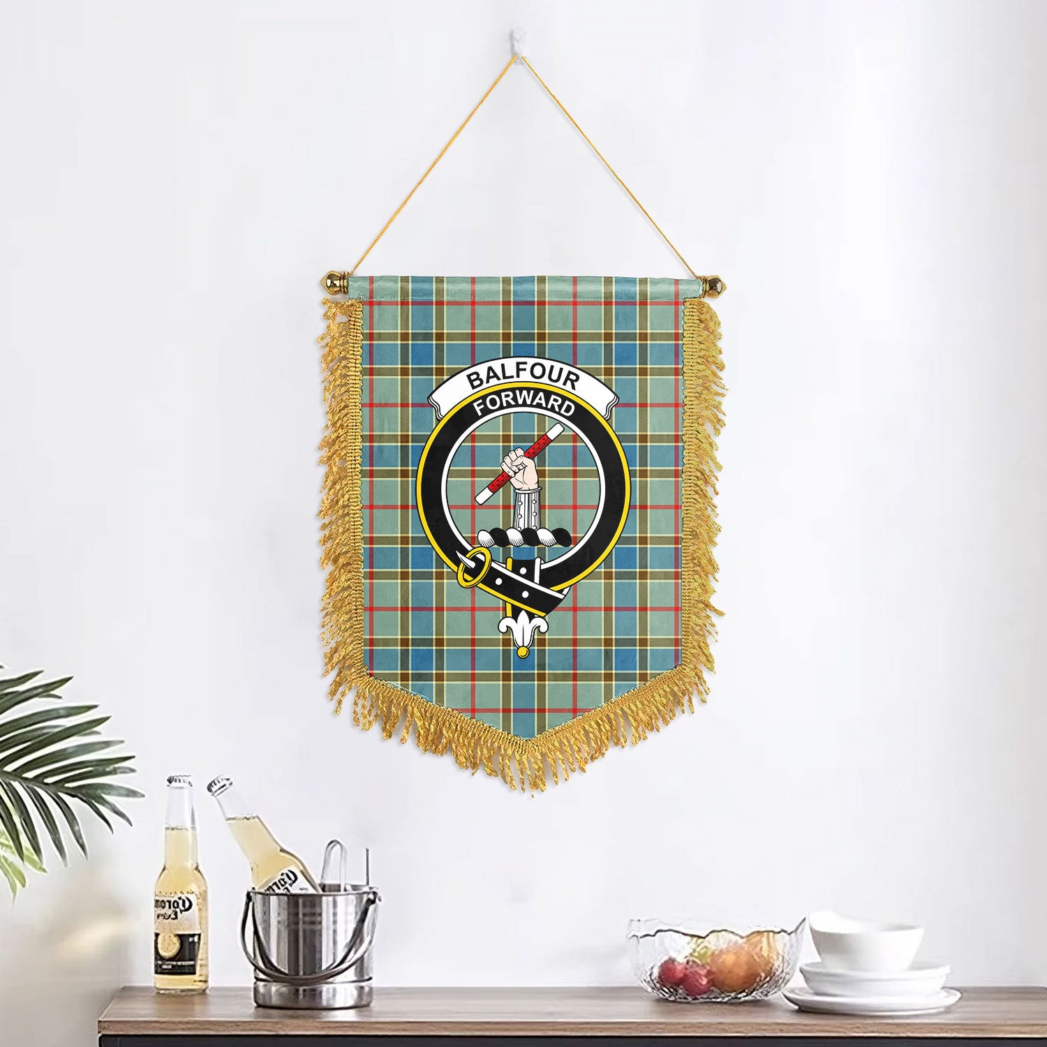 Balfour Blue Tartan Crest Wall Hanging Banner