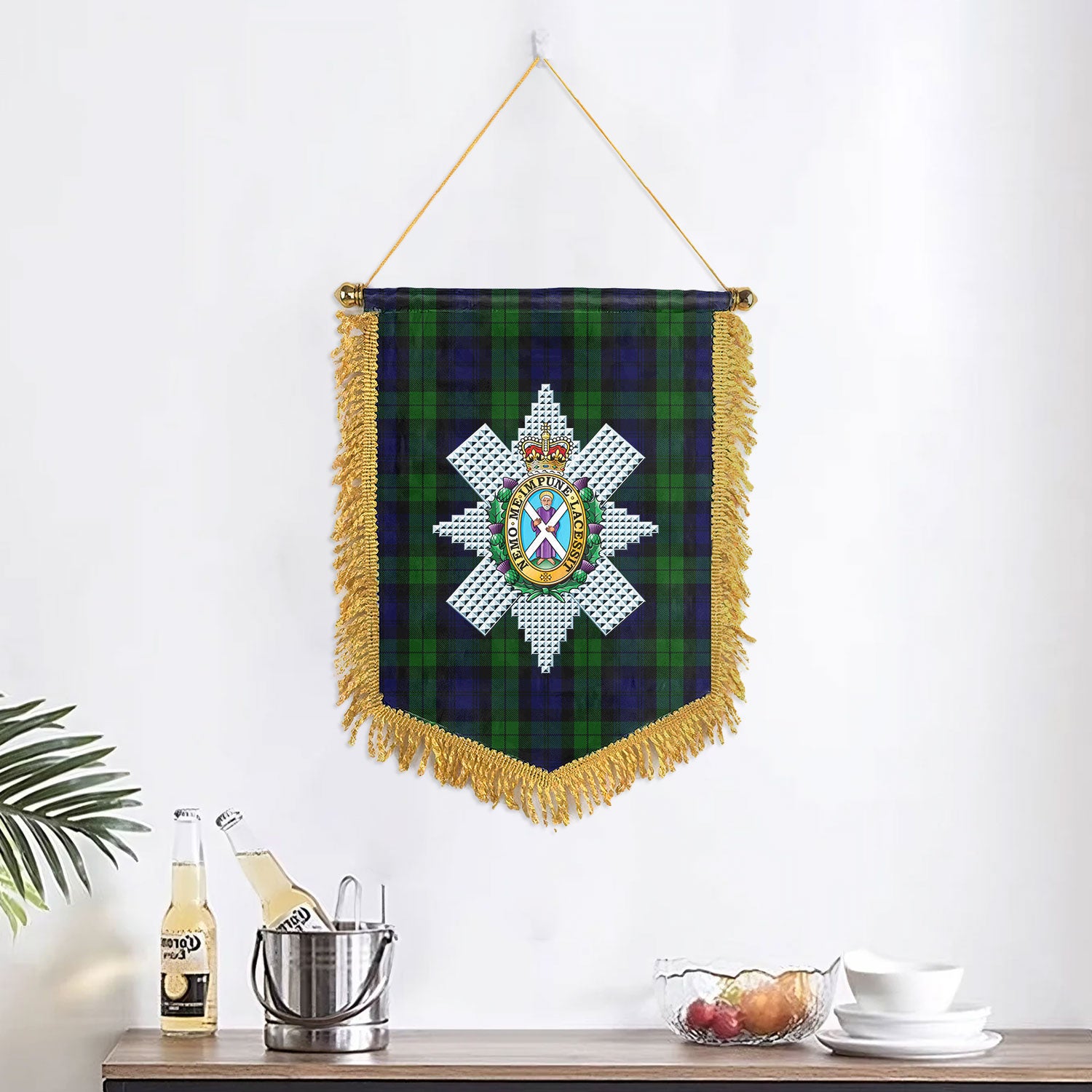 Black Watch Tartan Crest Wall Hanging Banner