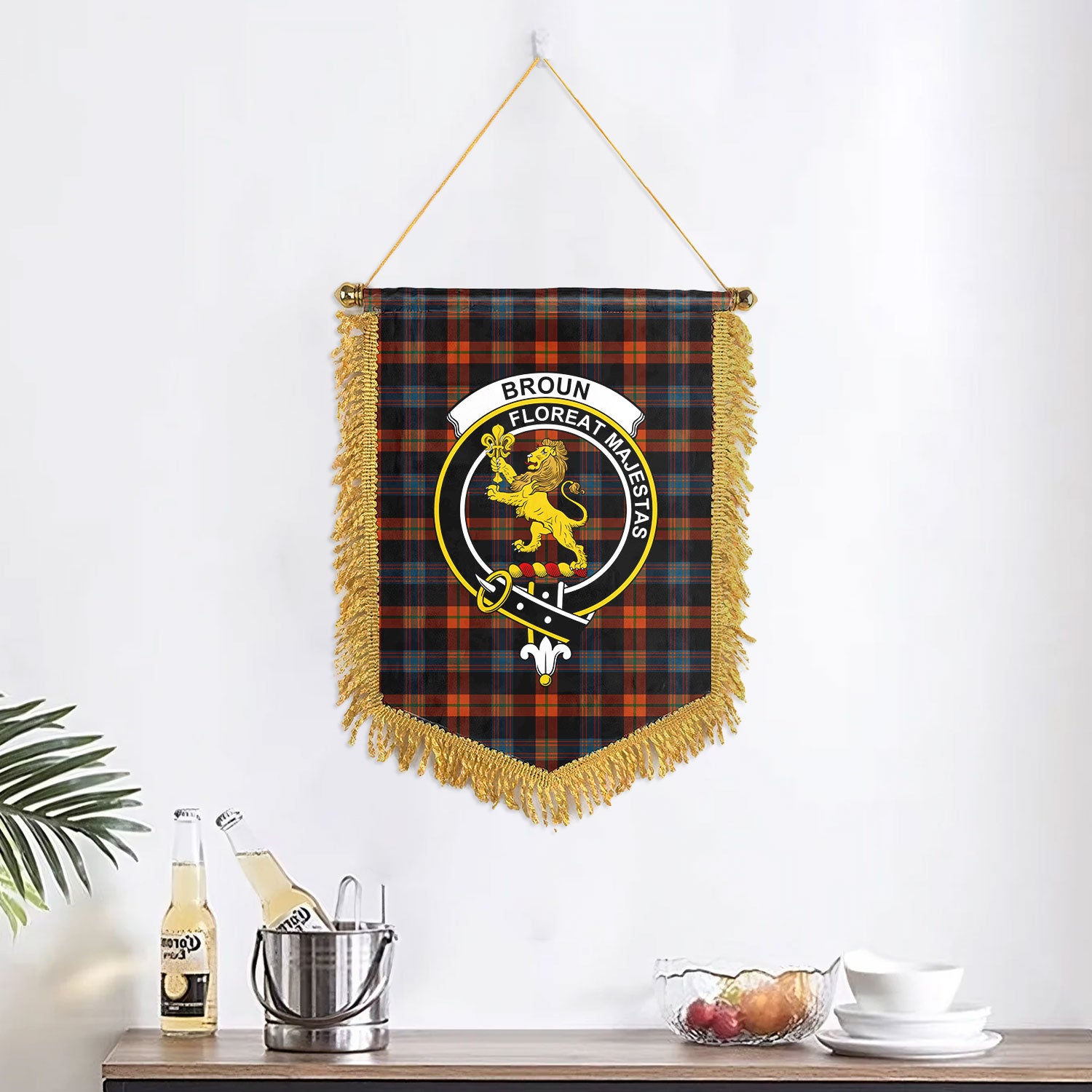 Broun Ancient Tartan Crest Wall Hanging Banner