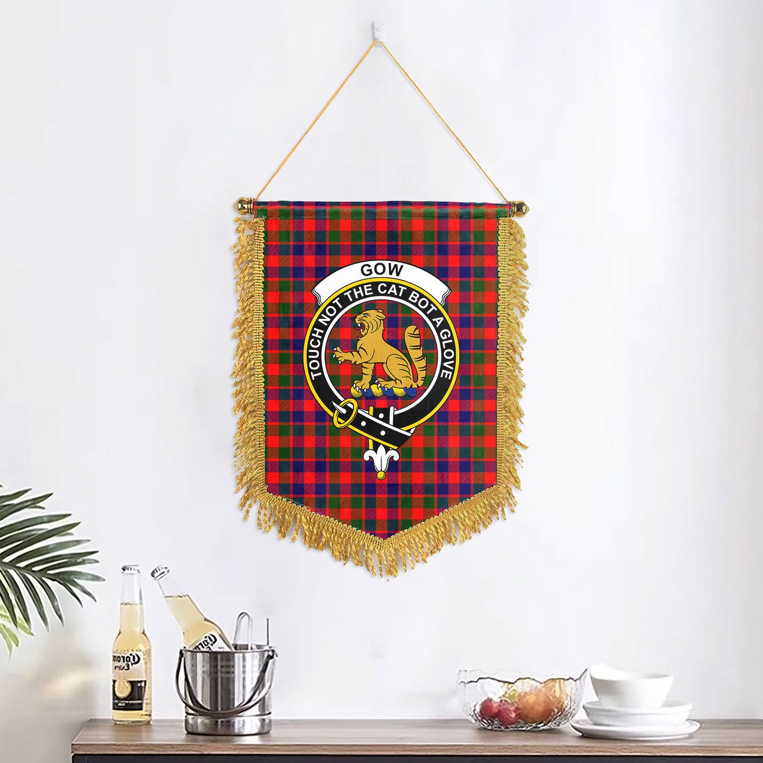 Gow (or McGouan) Tartan Crest Wall Hanging Banner