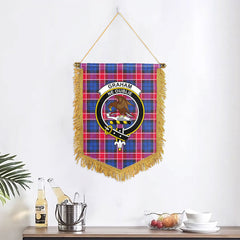 Graham of Menteith Red Tartan Crest Wall Hanging Banner