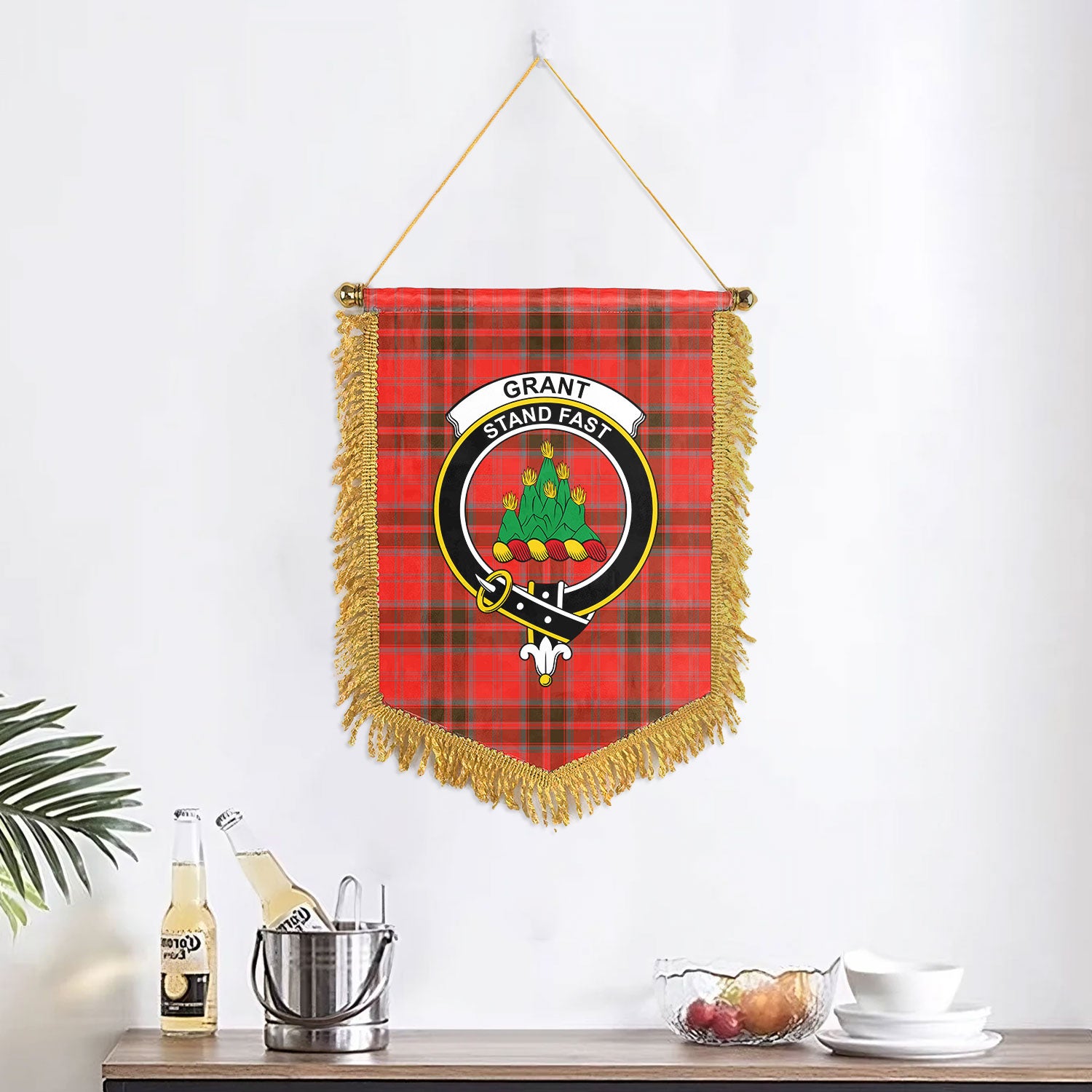 Grant Weathered Tartan Crest Wall Hanging Banner