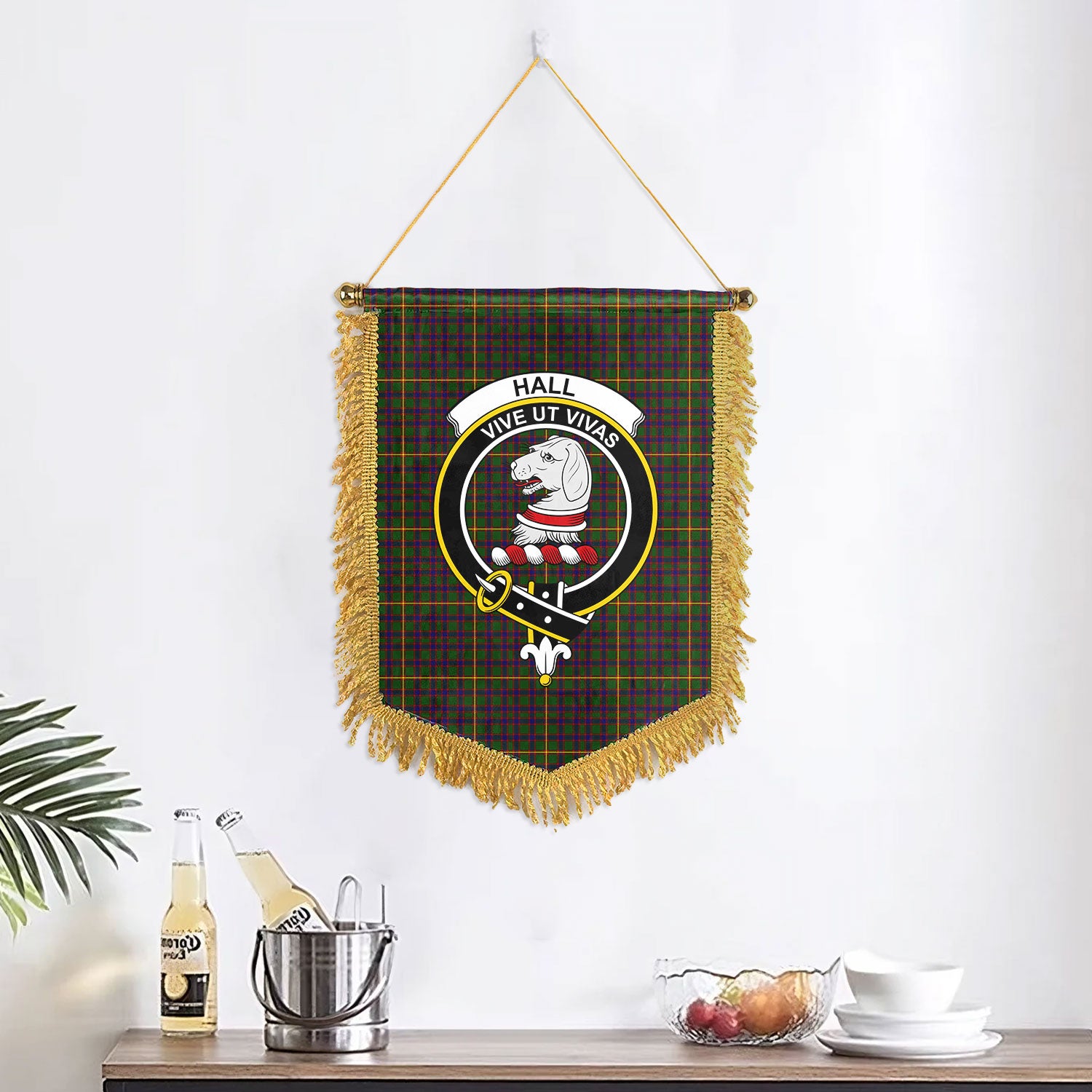 Hall Tartan Crest Wall Hanging Banner