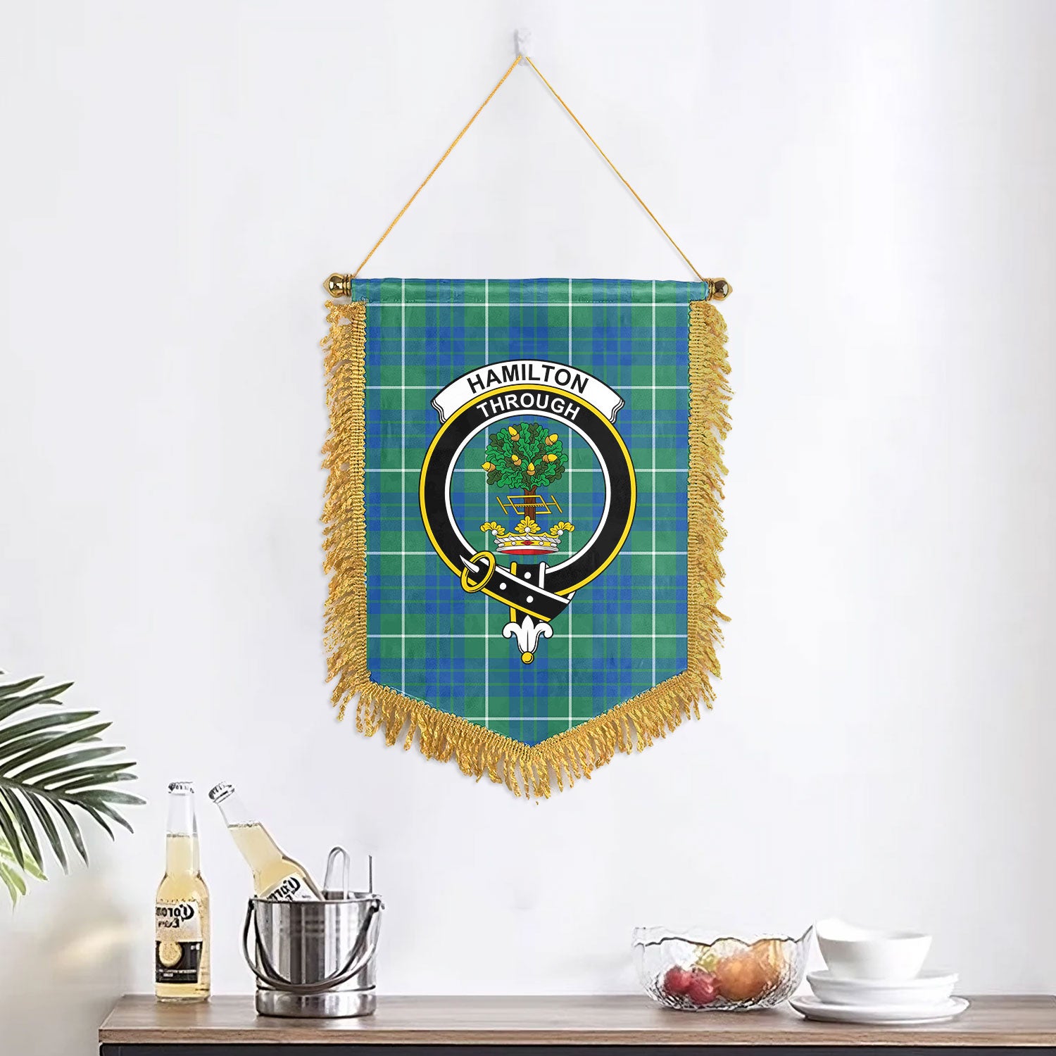 Hamilton Hunting Ancient Tartan Crest Wall Hanging Banner