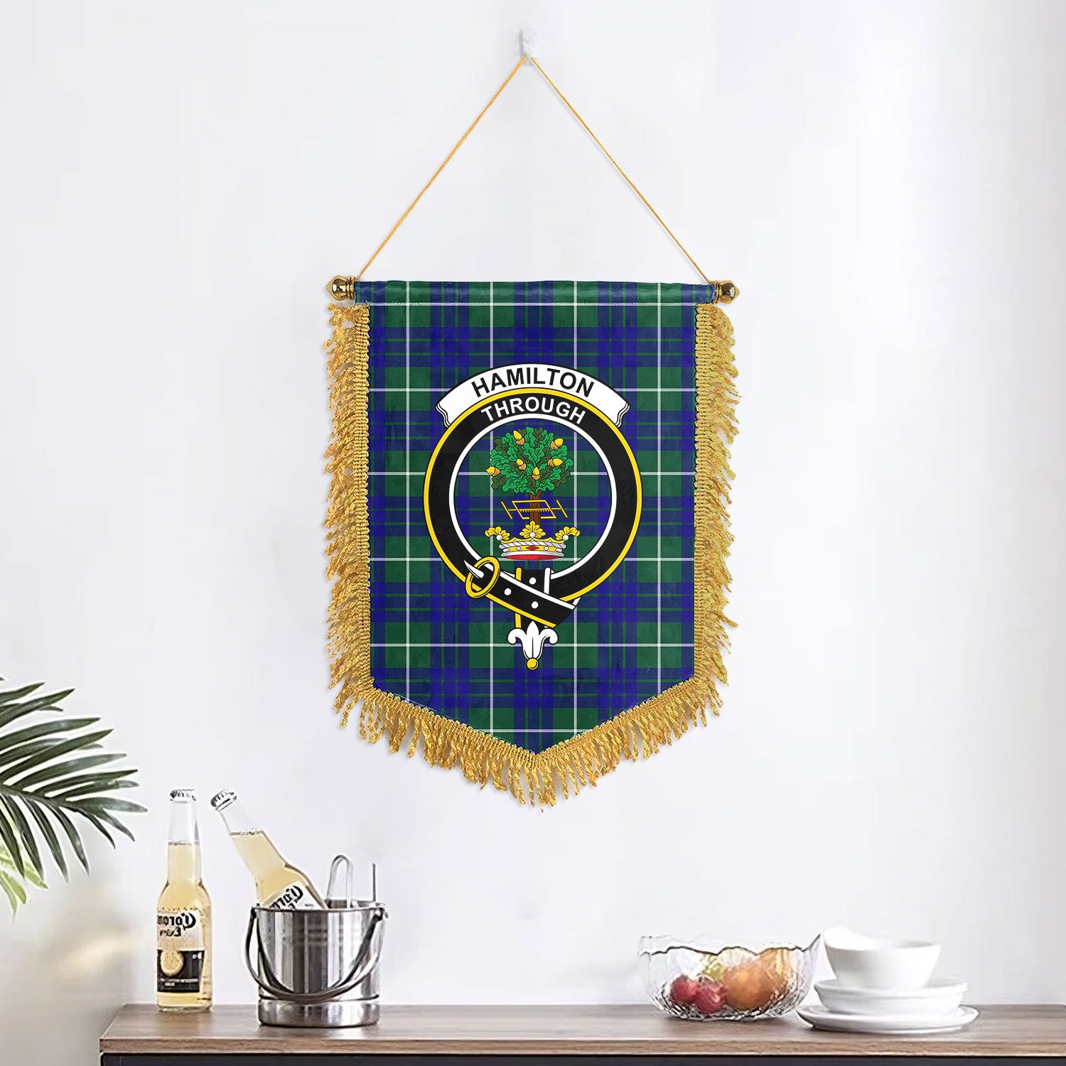 Hamilton Hunting Modern Tartan Crest Wall Hanging Banner