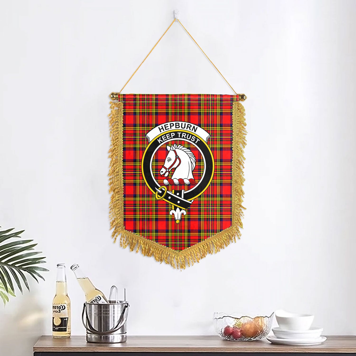 Hepburn Tartan Crest Wall Hanging Banner