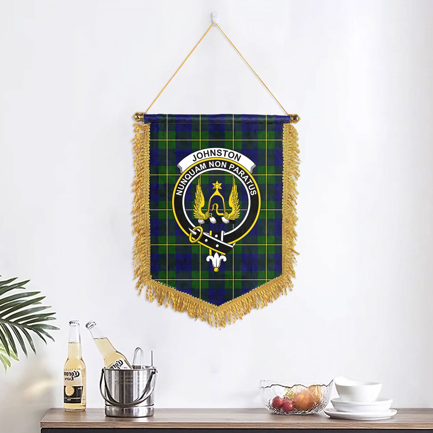 Johnston Modern Tartan Crest Wall Hanging Banner