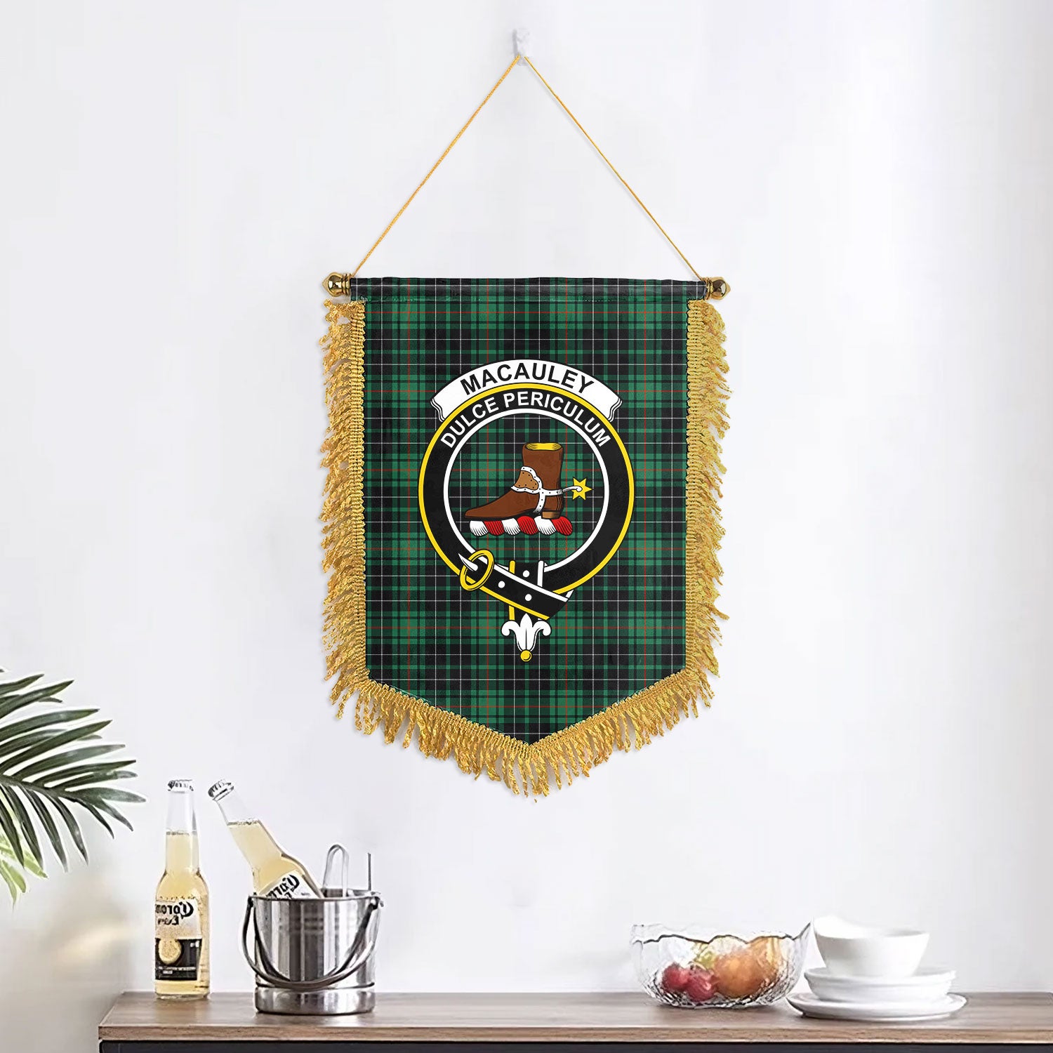 MacAuley Hunting Ancient Tartan Crest Wall Hanging Banner