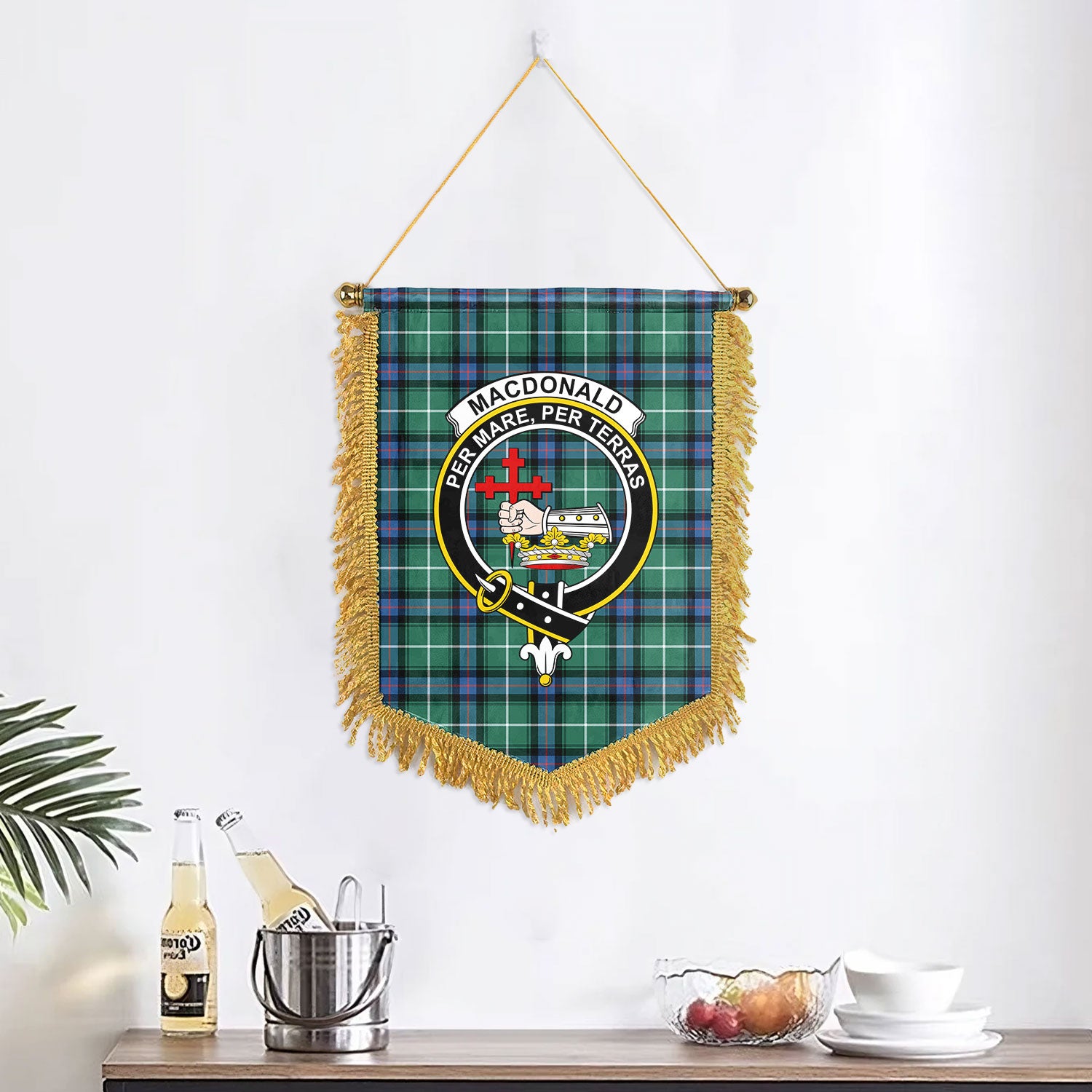 MacDonald of the Isles Hunting Ancient Tartan Crest Wall Hanging Banner