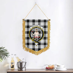 MacFarlane Black - White Tartan Crest Wall Hanging Banner