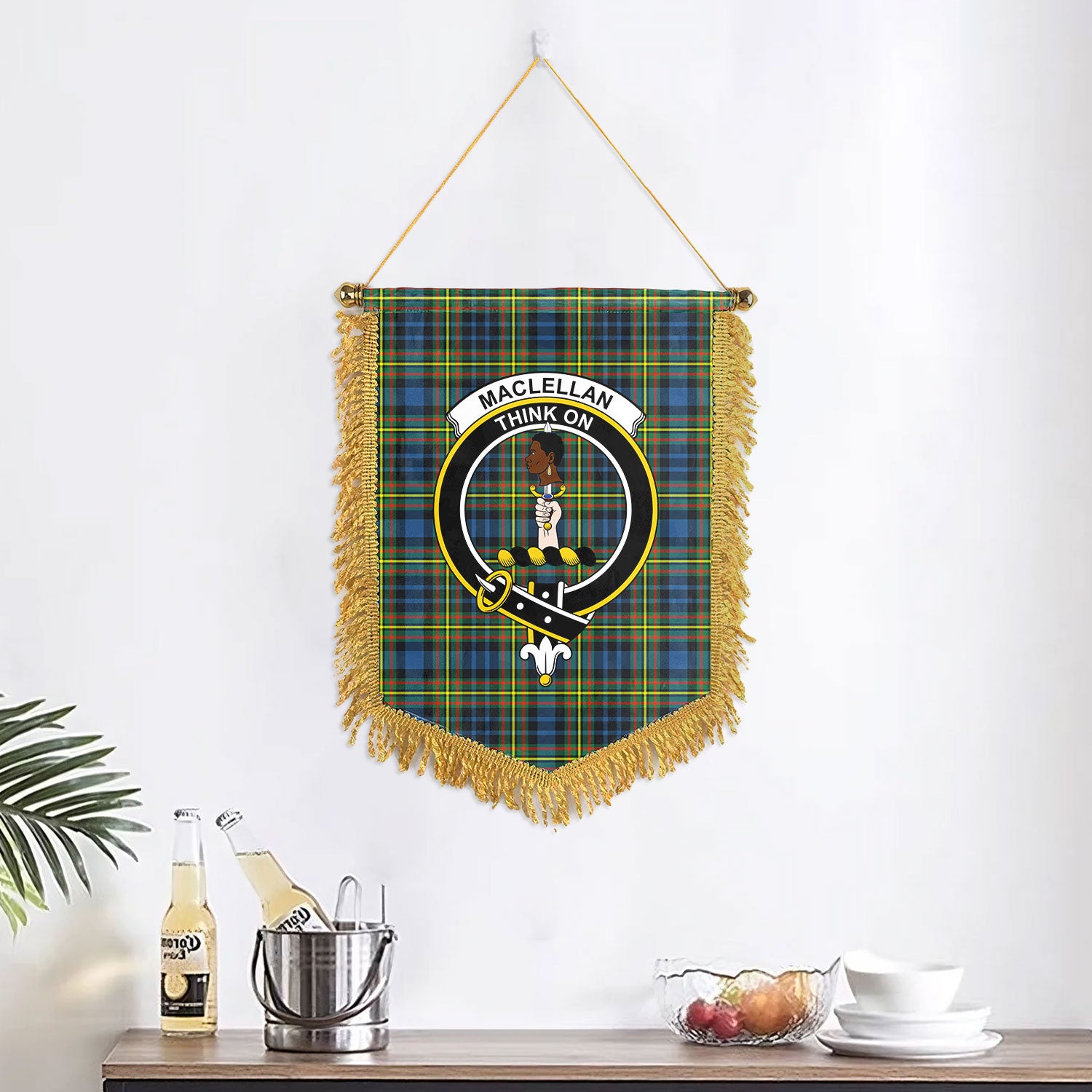 MacLellan Ancient Tartan Crest Wall Hanging Banner