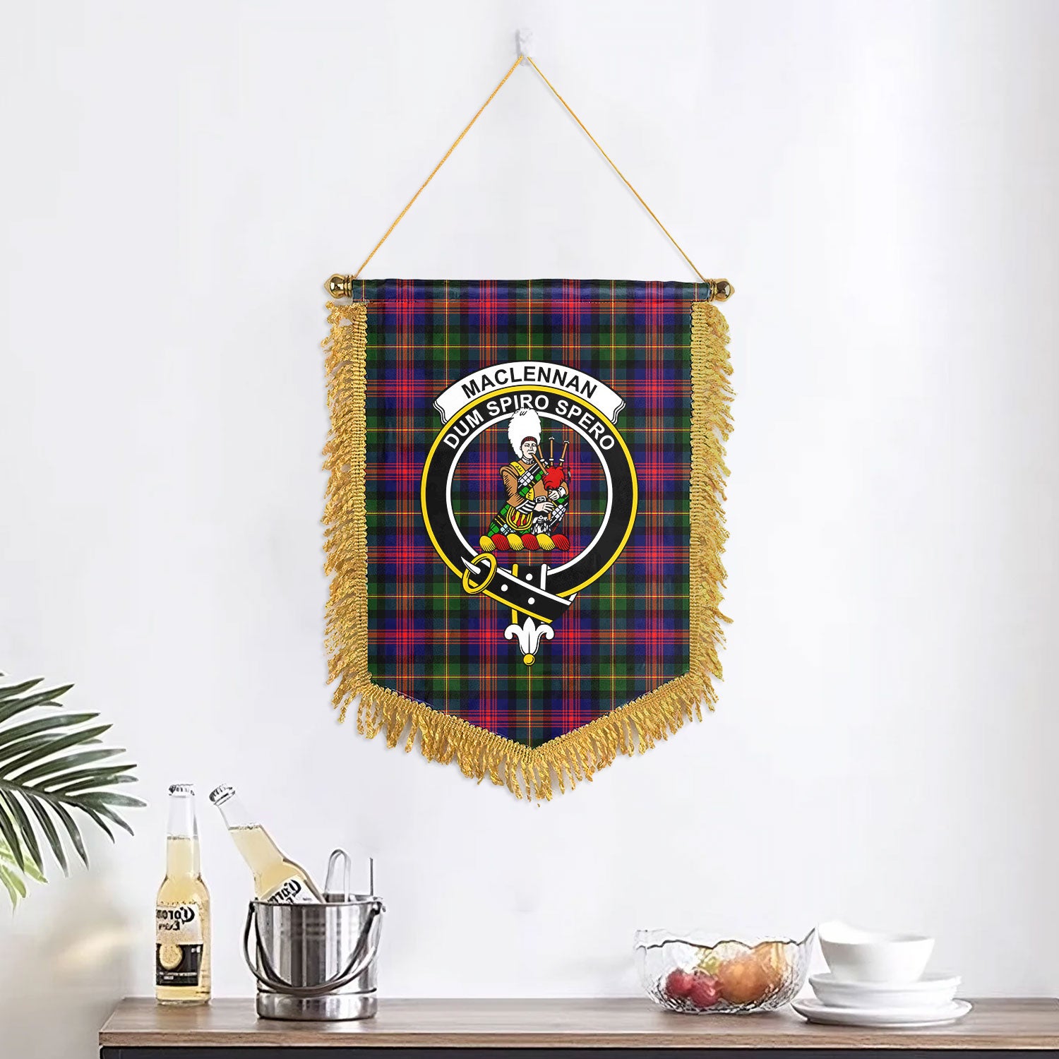 MacLennan Modern Tartan Crest Wall Hanging Banner