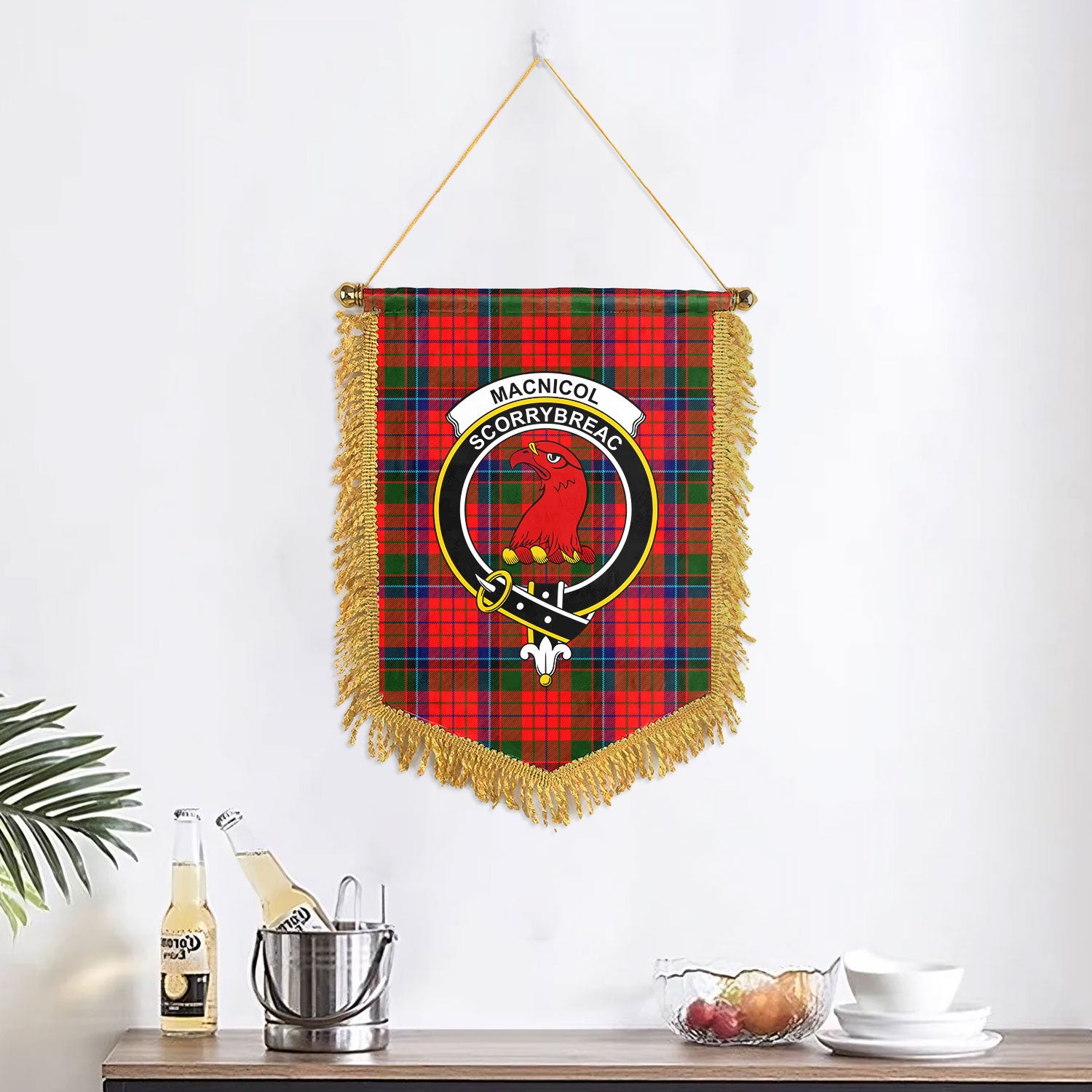 MacNicol (of Scorrybreac) Tartan Crest Wall Hanging Banner