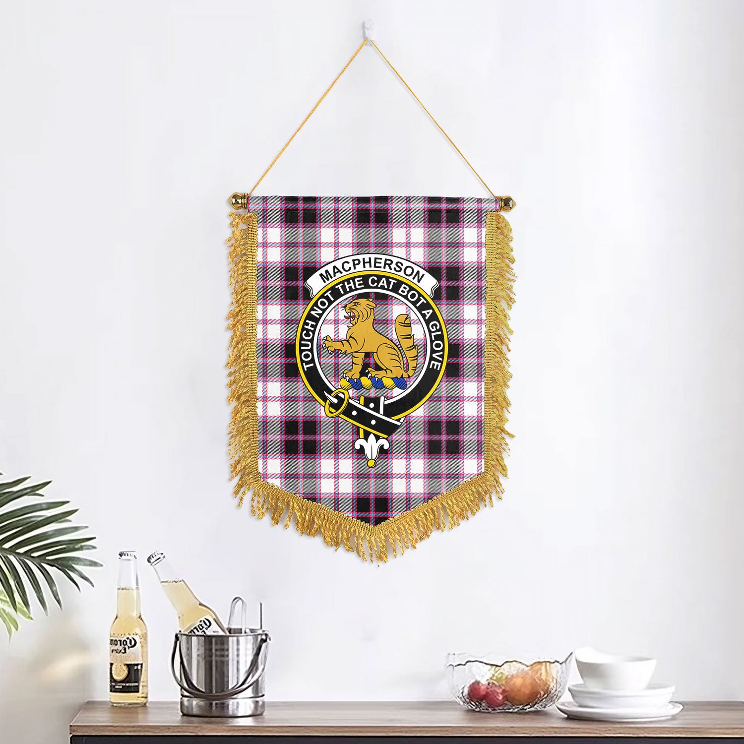 MacPherson Hunting Modern Tartan Crest Wall Hanging Banner