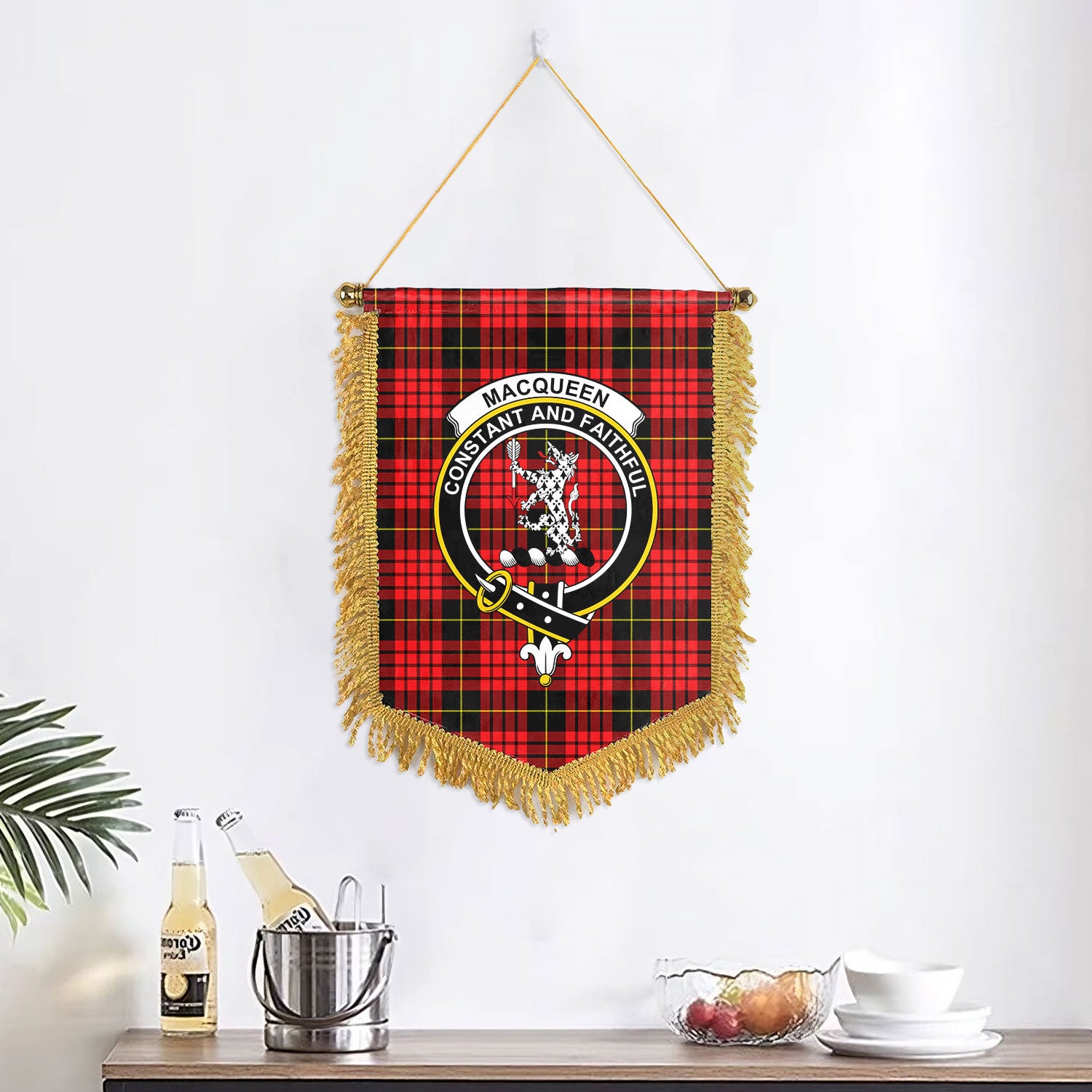 MacQueen Modern Tartan Crest Wall Hanging Banner