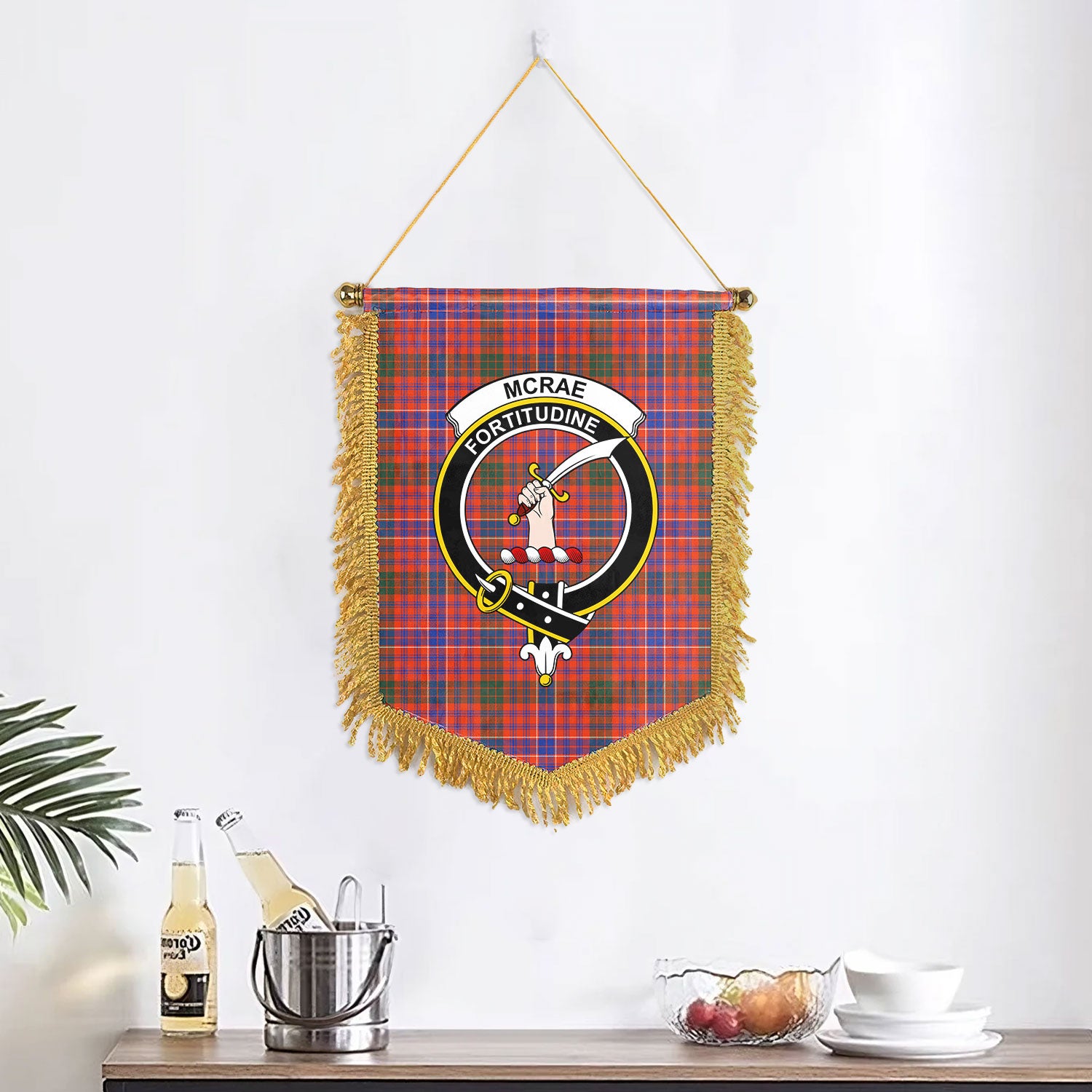 McRae Ancient Tartan Crest Wall Hanging Banner