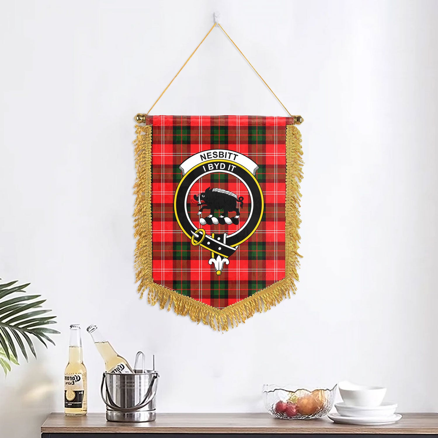 Nesbitt Modern Tartan Crest Wall Hanging Banner