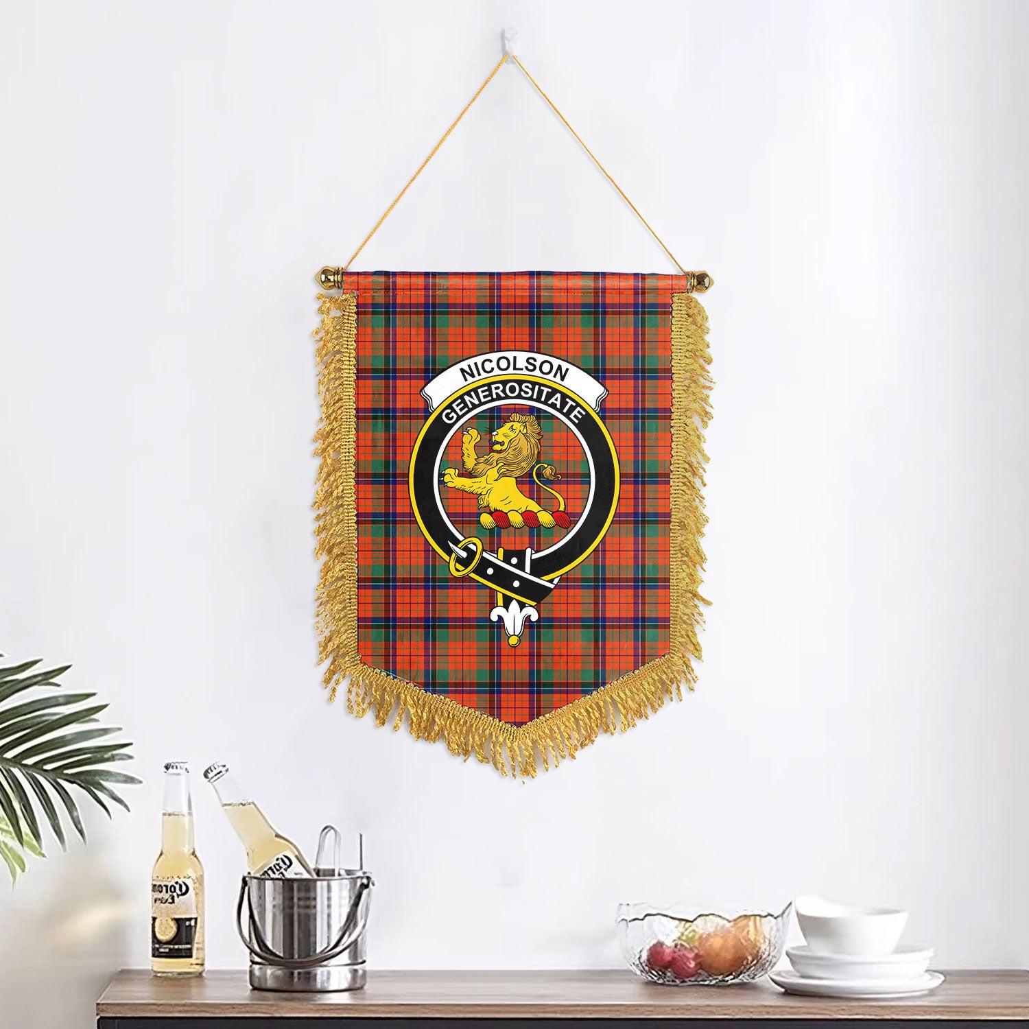 Nicolson Ancient Tartan Crest Wall Hanging Banner