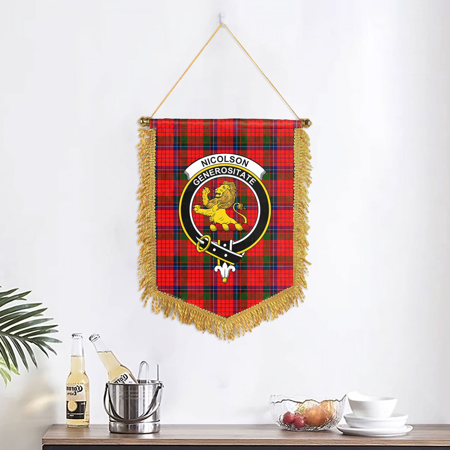 Nicolson Modern Tartan Crest Wall Hanging Banner