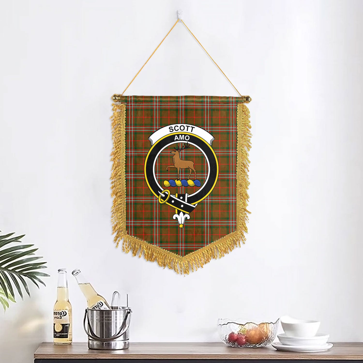 Scott Brown Modern Tartan Crest Wall Hanging Banner