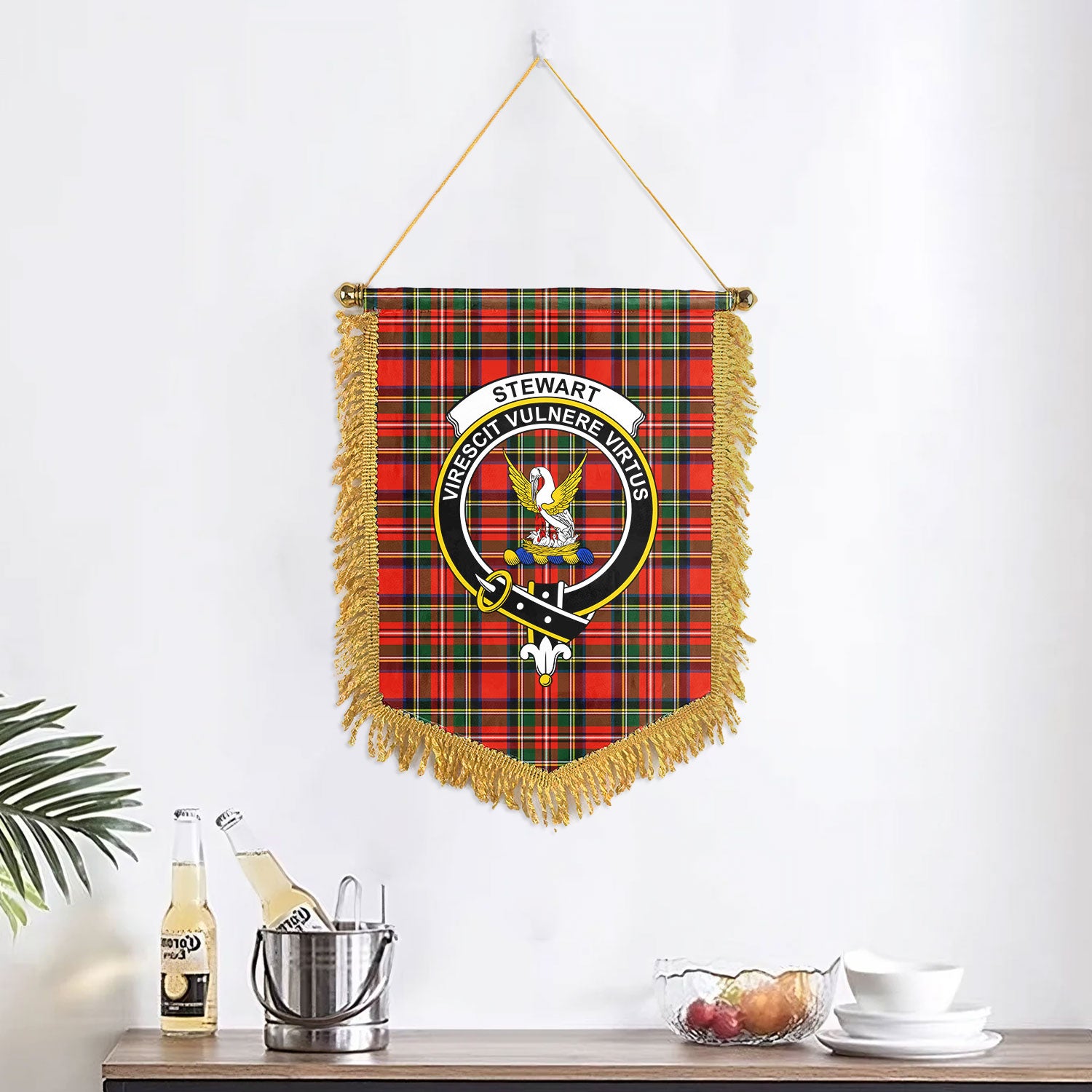 Stewart Royal Modern Tartan Crest Wall Hanging Banner