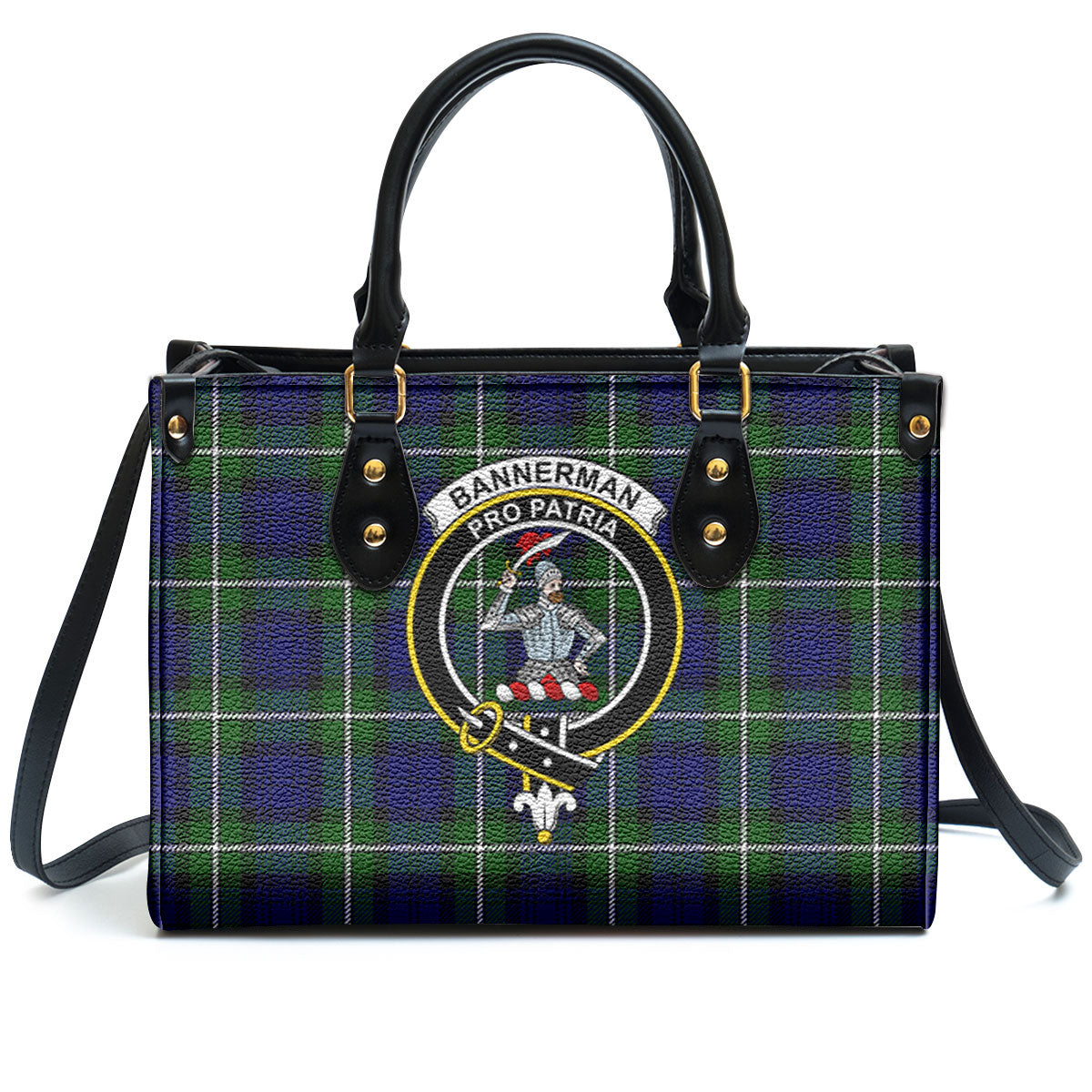 Bannerman Tartan Crest Leather Handbag