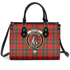 Butter Tartan Crest Leather Handbag