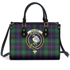 Calder (Calder-Campbell) Tartan Crest Leather Handbag