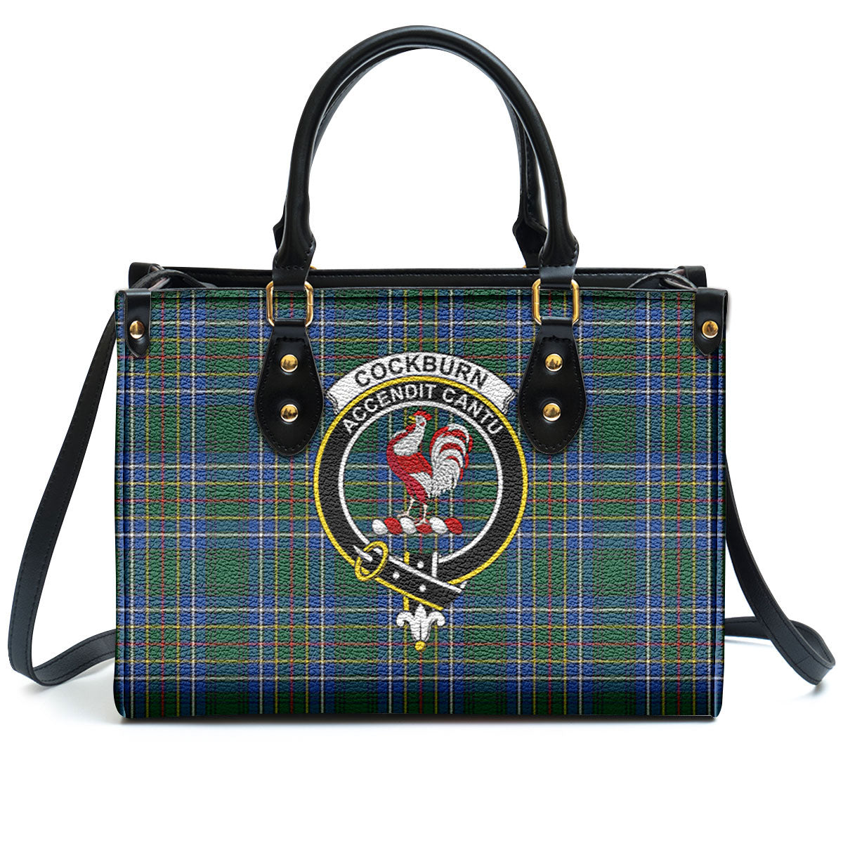 Cockburn Ancient Tartan Crest Leather Handbag