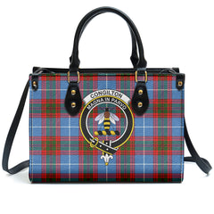 Congilton Tartan Crest Leather Handbag