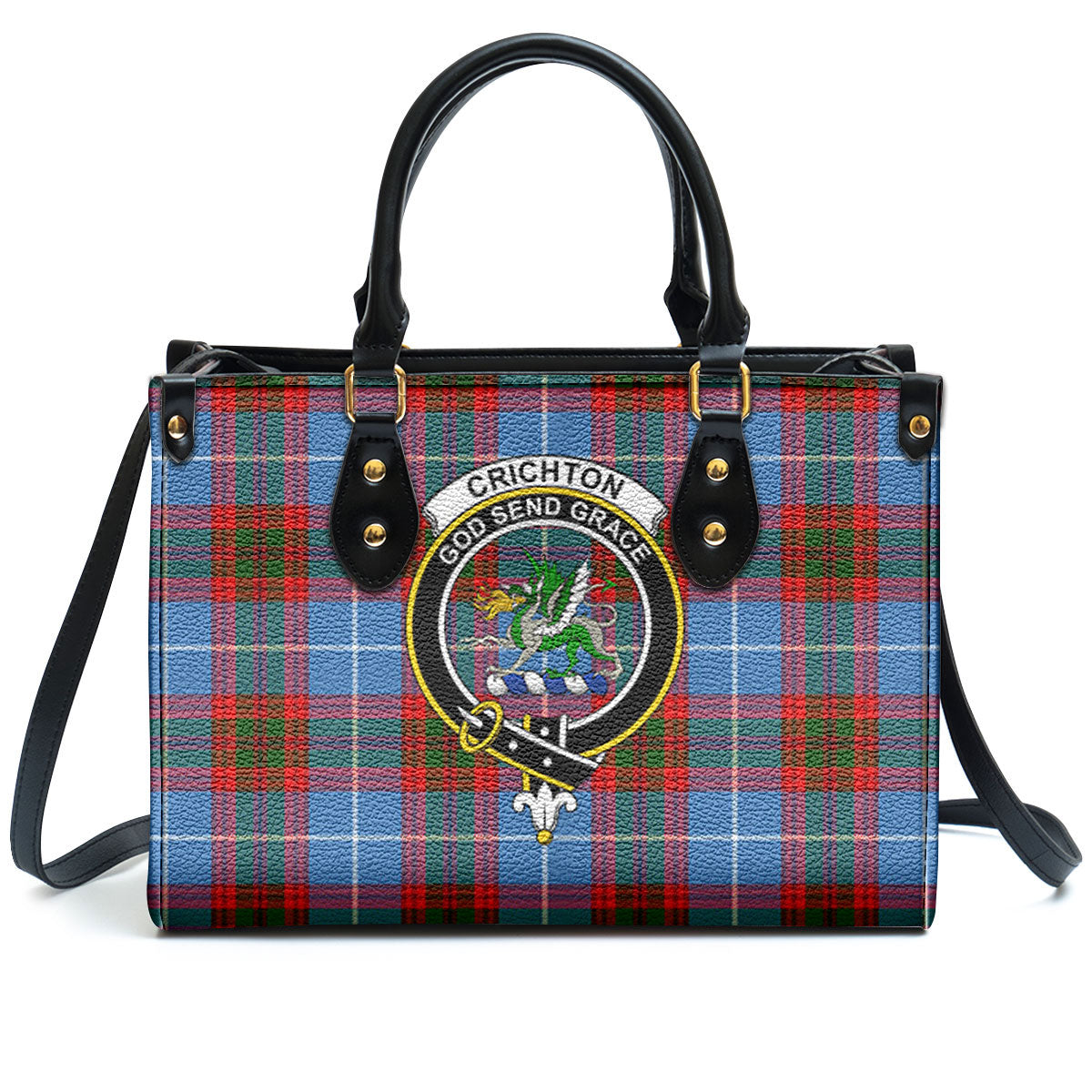 Crichton Tartan Crest Leather Handbag