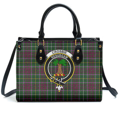 Crosbie Tartan Crest Leather Handbag