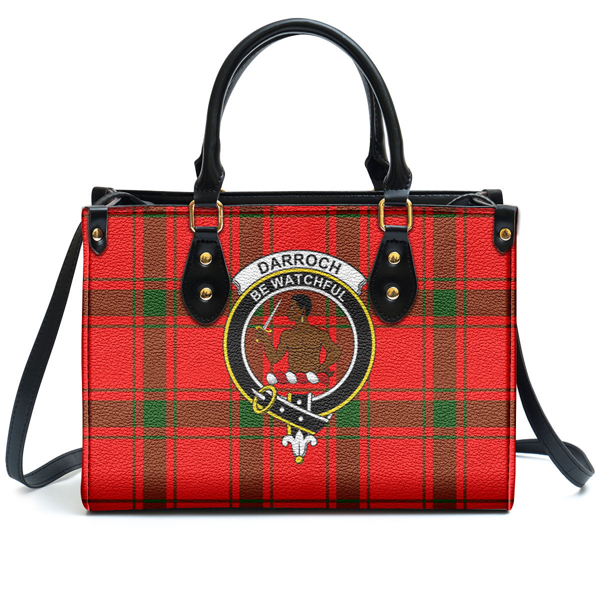 Darroch (Gourock) Tartan Crest Leather Handbag