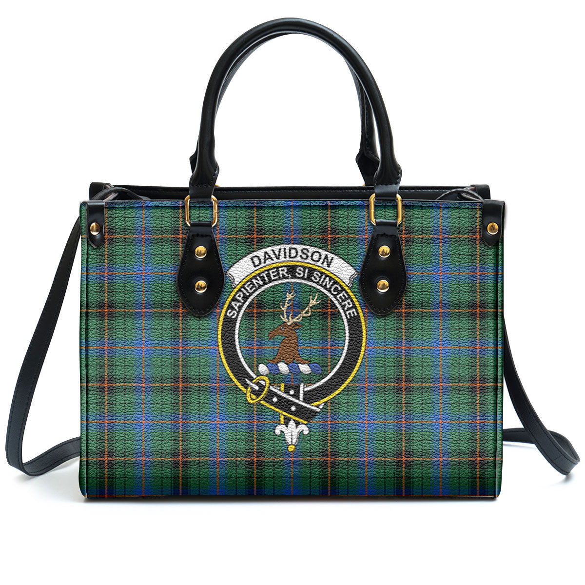 Davidson Ancient Tartan Crest Leather Handbag